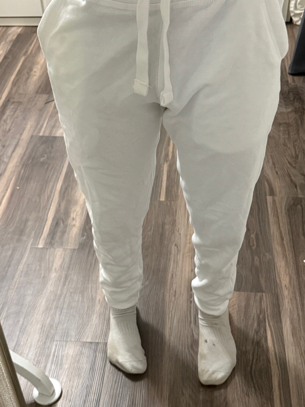 Women's White Jogger Sweatpants with Drawstring